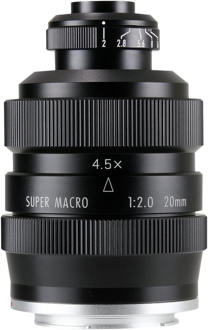 Mitakon 4.5X Super Macro Microscope Manual Lens 20mm f/2.0 for SONY E-mount Full Frame APS-C