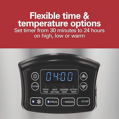 Miniatura 6 de Hamilton Beach Set & Forget 33869- Olla de cocción lenta programable digital, tapa hermética, sonda de temperatura, programa de descongelación,