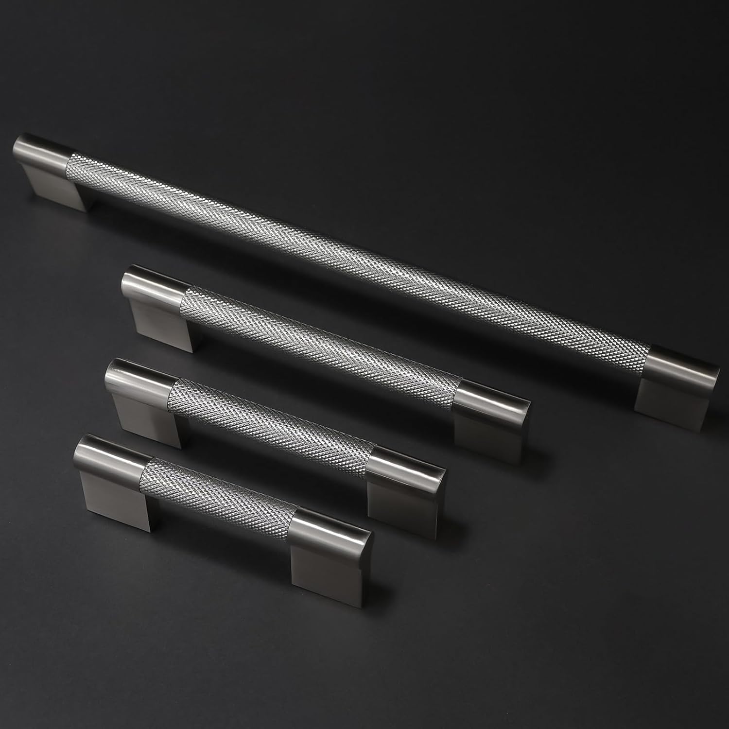 COTYKILEY 10 Pack 10 Inch(254mm) Brushed Satin Nickel Cabinet Handles Sliver Knurled Kitchen Cabinet Pulls Cabinet Door Handles Kitchen Cabinet Hardware Cupboard Drawer Pulls Dresser Handles