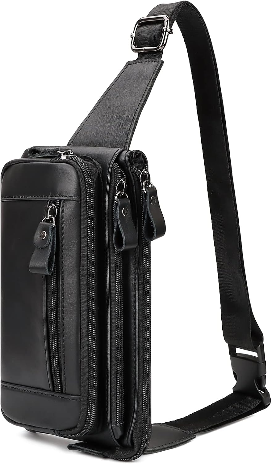 HUMERPAUL Leather Fanny Pack for Men Women, Fashion Waist Packs Small Crossbody Chest Bag with Adjustable Belt for Outdoor Travel Hiking Cycling