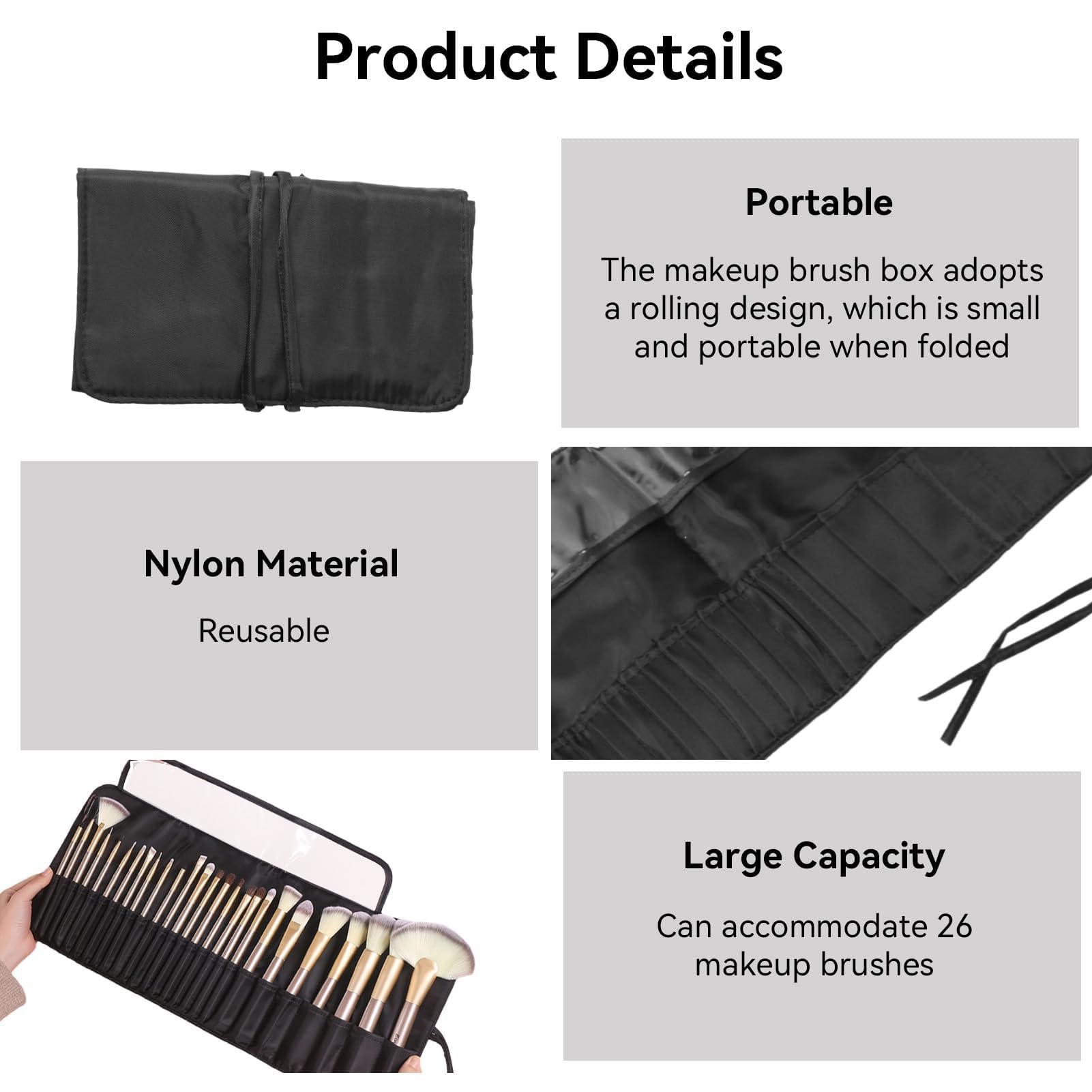 Organizzatore di Pennelli Per Trucco, Pennelli Borsa Per Cosmetici Borsa Per Pennelli Per Trucco Portatile Per Viaggio Custodia Arrotolabile Per Pennelli Per Trucco Borsa Per Cosmetici da Viaggio