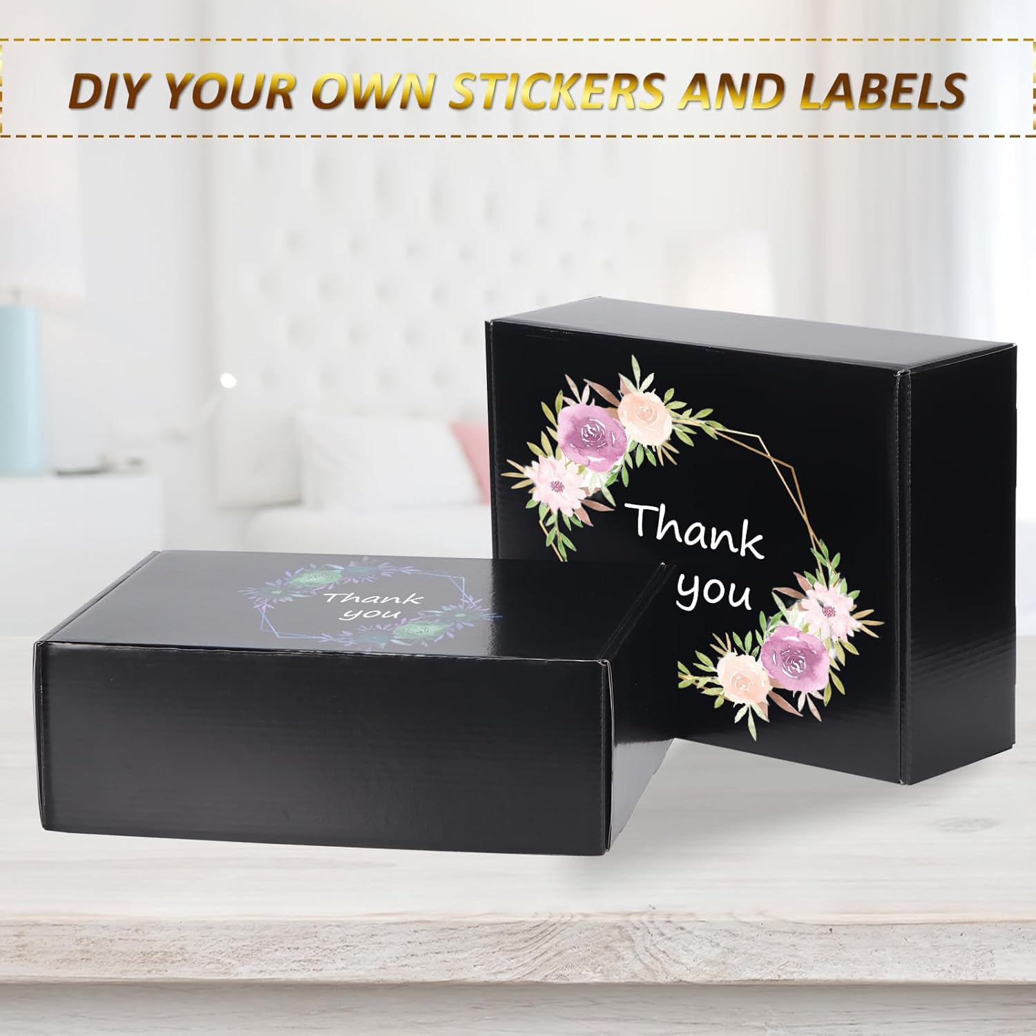 HORLIMER 12x9x4 inches Shipping Boxes Set of 20, Black Medium Corrugated Cardboard Gift Mailer Box