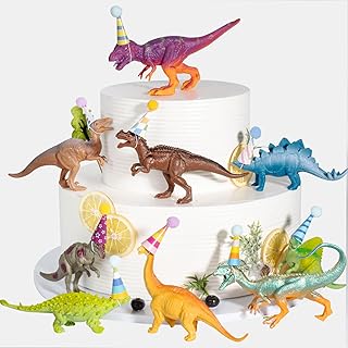 18 Pcs Dinosaur Birthday Party Decorations, Dinosaur Cake Toppers Mini B...