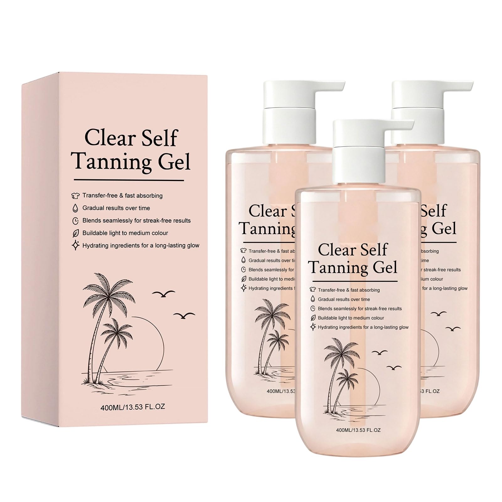 Klares Selbstbräunungsgel, Intensiver, Streifenfreier Glanz, Feuchtigkeitsspendend mit Hyaluronsäure, Aloe Vera,Vitamin E, Bräunungsgel auf Ihre eigene Art, schnell trocknend, übertragungsbeständig