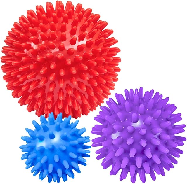 Beenax Spiky Massage Balls (Set of 3) - Perfect for Plantar Fasciitis, Trigger Point, Deep Tissue, Myofascial Release, Reflexology - Designed to Relieve Stress and Relax Tight Muscles - 6cm, 8cm, 10cm