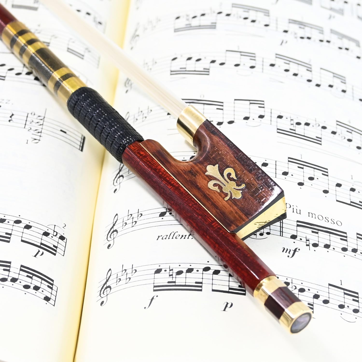 Archet hybride en fibre de carbone pour violon 4/4 VINGOBOW 127 V en forme de fleur de lys et grenouille 4/4 entièrement raide en crin de cheval naturel pour joueur professionnel