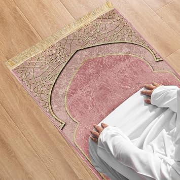 haozaikeji Kids Velvet Prayer Mat Muslim Prayer Mat Rug Thick Soft Turkish Rug Padded Mat Janamaz Sajada Praying Carpet Cushion Mihrab Taffeta Ottoman Prayer Rug Great Ramadan Gifts