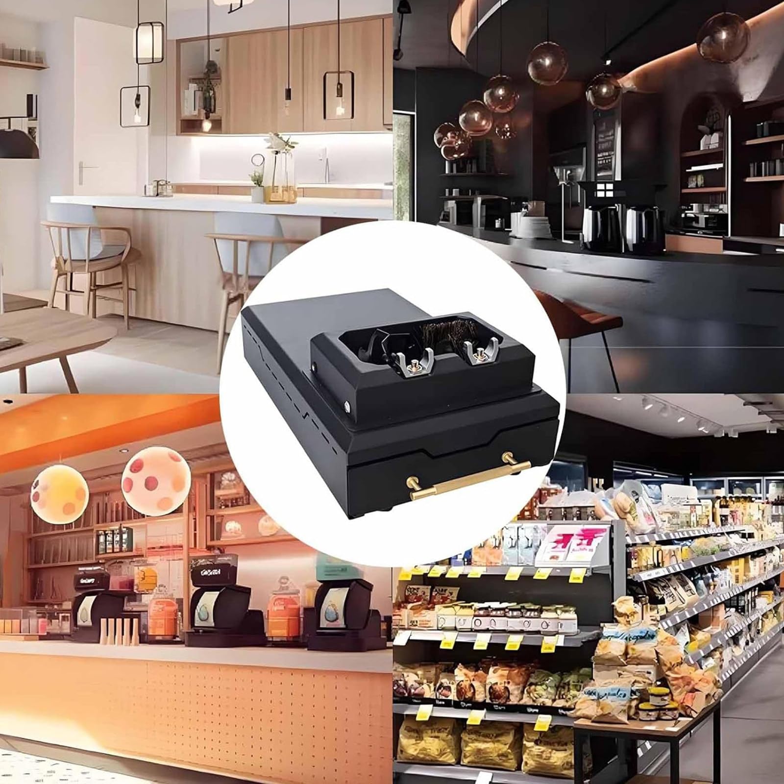 Limpiador eléctrico de portafiltros de café de 58 mm para máquinas Espresso, 300 RPM, con 2 raspadores y Cabezal de Cepillo; Limpiador Desmontable para Uso doméstico y Comercial.