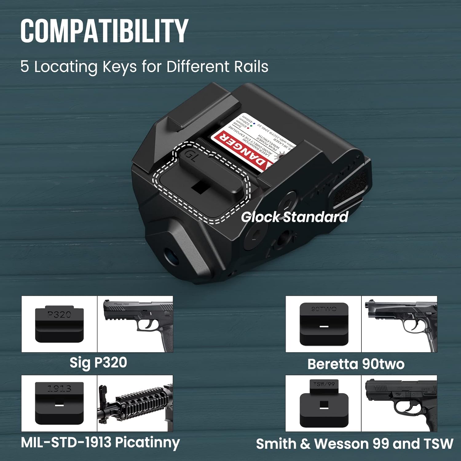 Votatu H6L-G Ultra Compact Green Laser Sight for Pistol Handgun, Rechargeable Sub-Compact Green Beam for Taurus G2C, G3C, 1913 Picatinny, Sig P320, Beretta 90two, S&W 99 and S&W TSW