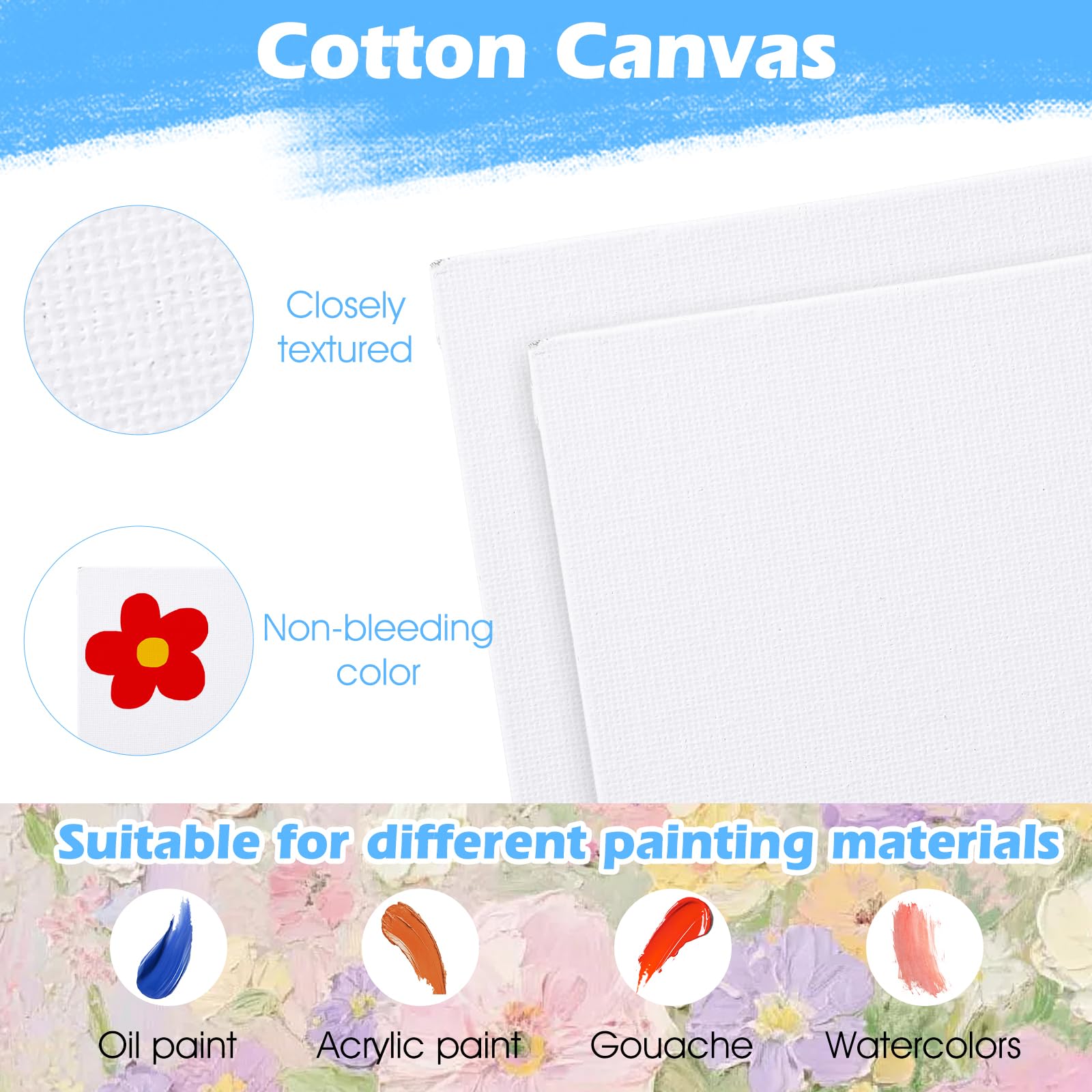 20 Stück 15 cm Leinwandtafeln zum Zeichnen, Mini-Malleinwand mit Staffelei-Set, Malsets