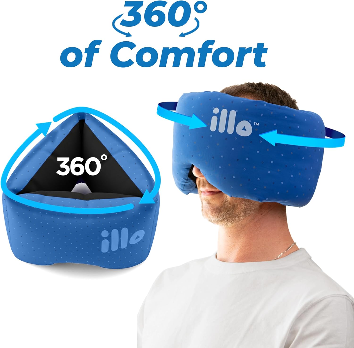illo Wearable Pillow Sleep Mask | Blackout Weighted Eye Mask for Sleeping Napping & Side Sleepers | Soft Mulberry Silk Blend Patented Light Blocking for Travel Bed Camping Airplane Work | Women & Men