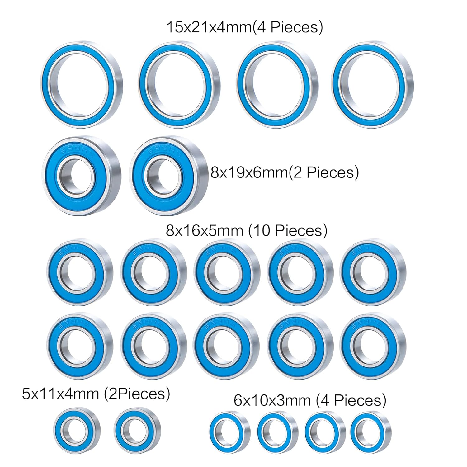 22PCS Steel Seal Ball Bearing Kit for Arrma 1/8 6S, Kraton 6s, Typhon 6s, Senton 6s & Outcast 6s BLX RC Crawler Car Upgrade Parts