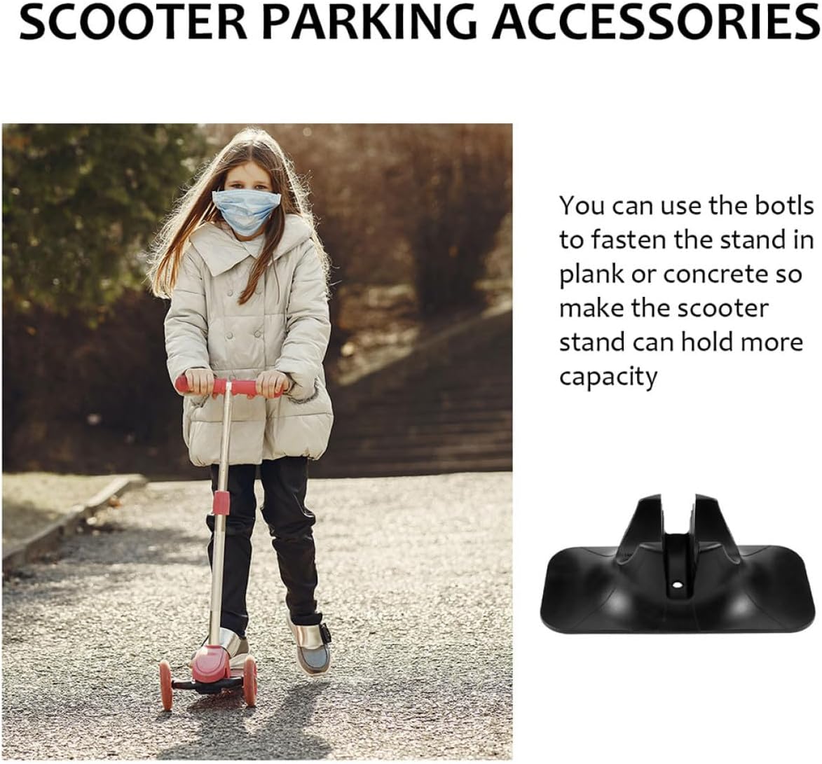 Veemoon Universal Scooter Parking Stand Rack 2pcs Black Stable Holder Base for Adult and Kick Scooters Storage and Organization Accessories
