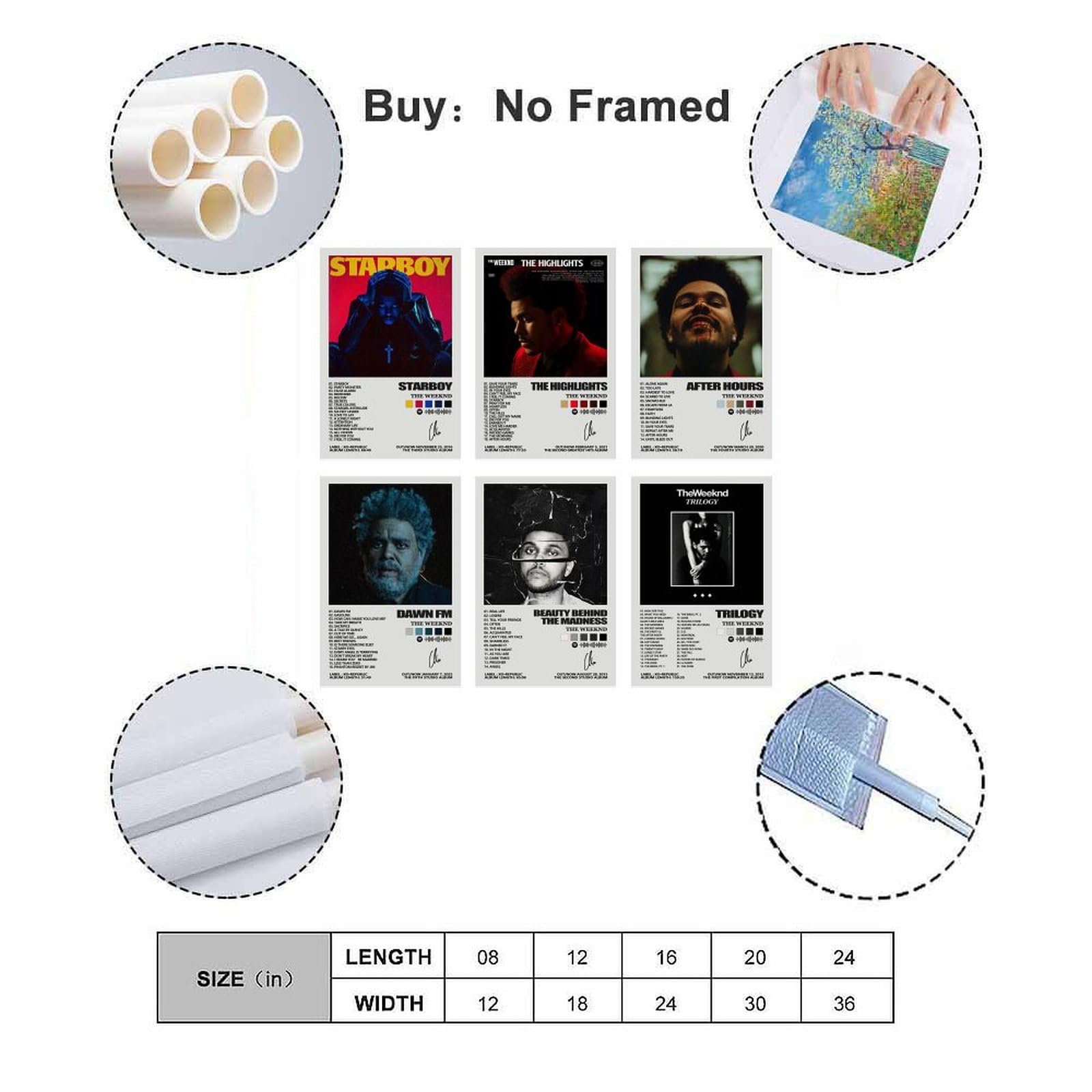 Yuagaiou A Set Of 6 The Weeknd Music Album Poster Wall Art Canvas Posters Room Decorative Aesthetic Poster Print Decor 08x12inch(20x30cm) Style - Image 2