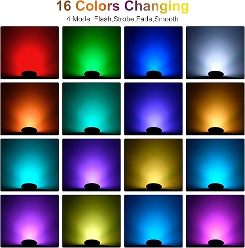 Miniatura 4 de RGBW Luces de Estanque con Temporizador, 18 LED Luces Subacuáticas Sumergibles para Fuente que Cambian de Color Focos de Paisaje Control Remoto IP68