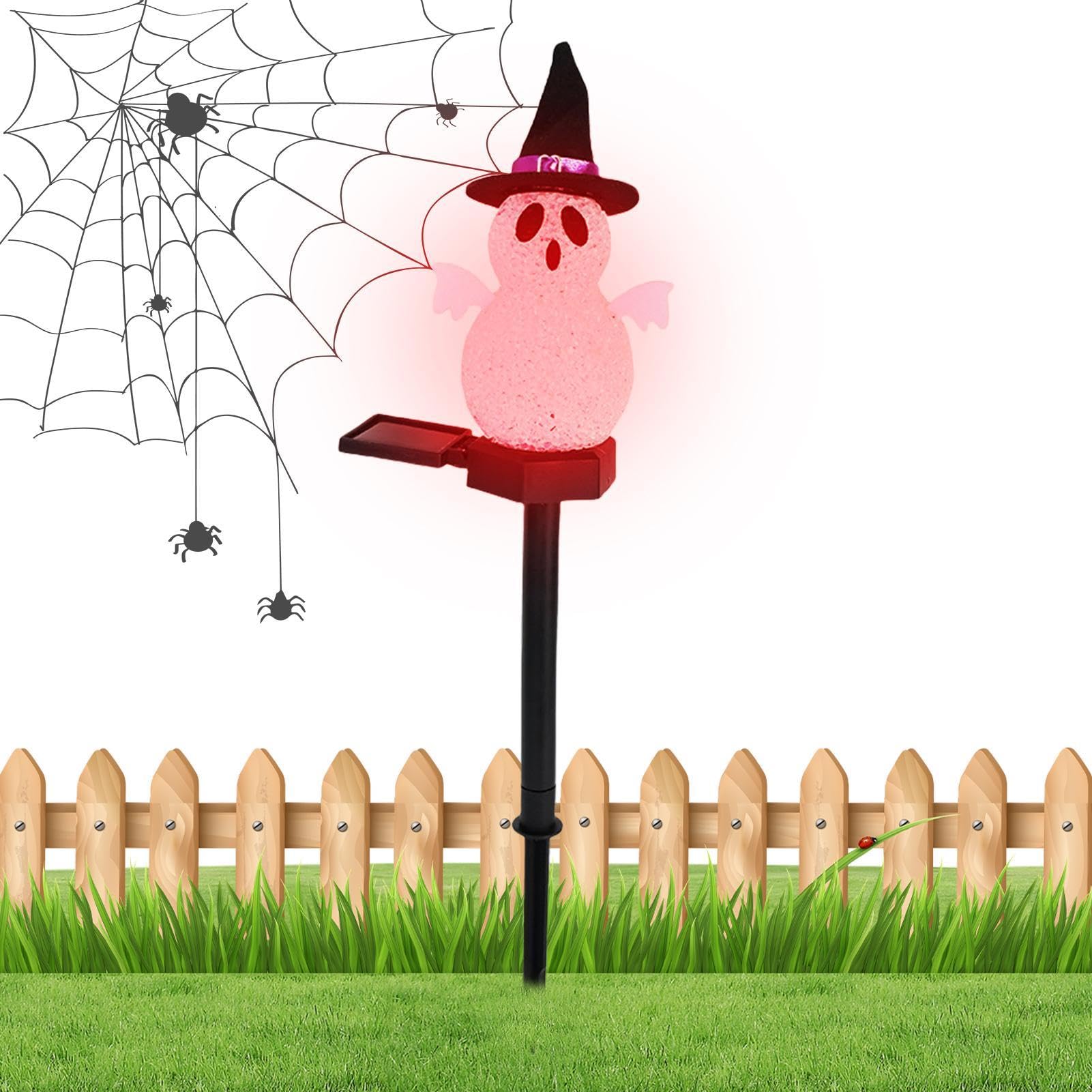 Lumières de cour fantômes solaires et balises de chemin d'Halloween extérieures
