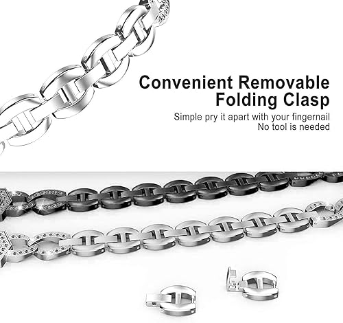 Miniatura 6 de Abanen Bandas de aleación de cristal para Fitbit Charge 6Charge 5, bandas brillantes ajustables para mujer, pulseras ligeras talladas huecas para