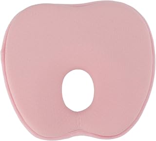 Newborn Baby Head Shaping Pillow, Baby Head Pillow with Prevent Flat Head Syndrome, Baby Pillow for Head Neck Support Soft and Comfortable, Ergonomic Design (Pink)