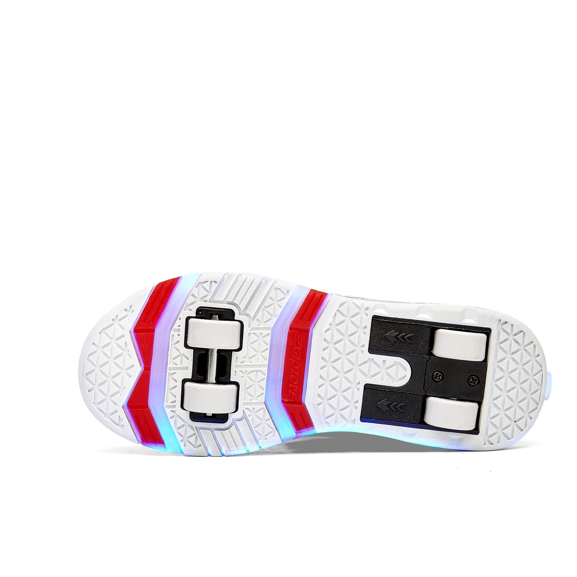 Jungen Mädchen Rollschuhe Schuhe Mit 4 Rollen Skateboardschuhe, Verstellbar Jugend Schuhe mit Rollen und LED Licht, Multifunktionale Sportschuhe Outdoorschuhe für Kinder Erwachsene…