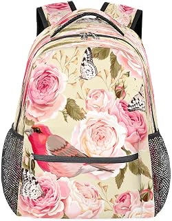 Mochilas para meninos e meninas animal pássaro mochila para laptop mochila escolar com vários bolsos primavera flor mochila para viagem, caminhadas, acampamento, Multi, Medium