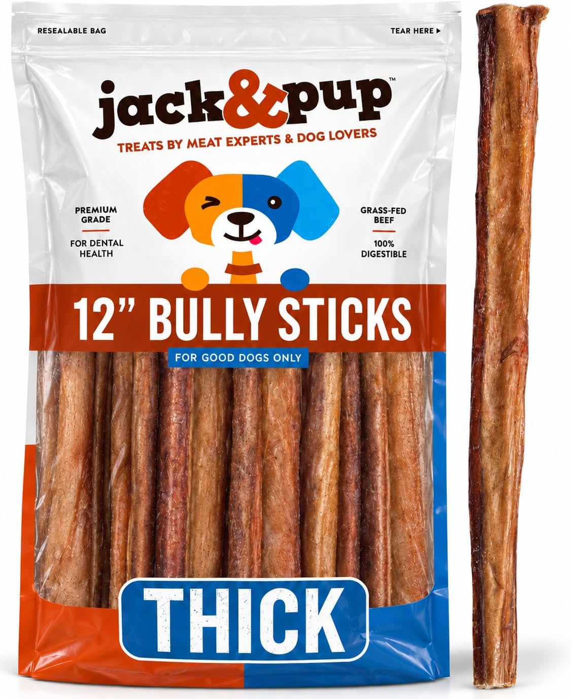 Bully Sticks for Dogs 12 Inch (5 Ct) Bully Sticks for Large Dogs