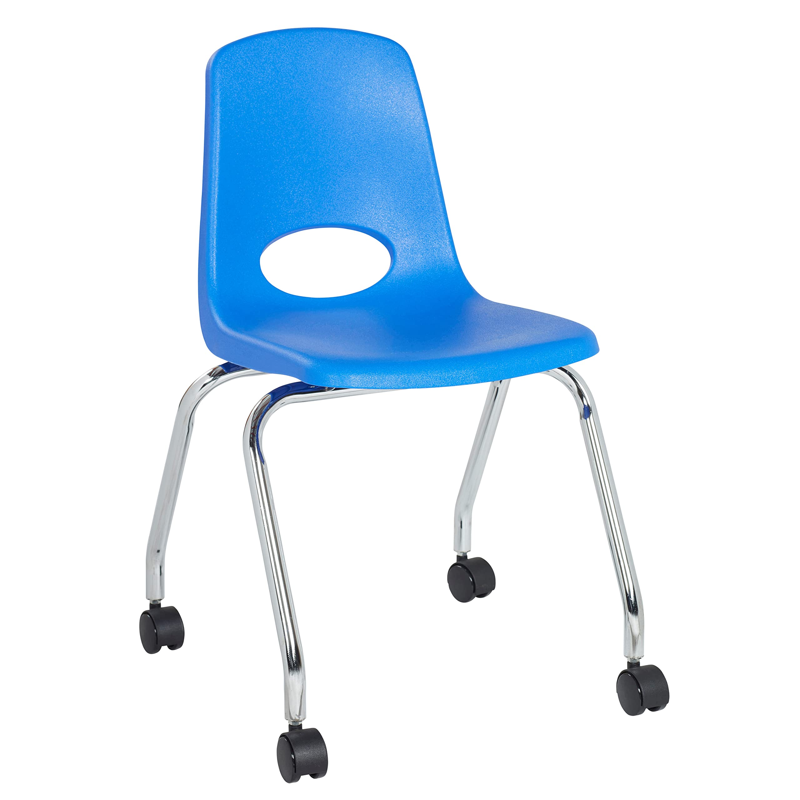 FDP 18" Mobile School Chair with Wheels for Kids, Teens and Adults; Ergonomic Seat for in-Home Learning, Classroom or Office - Blue (2-Pack)