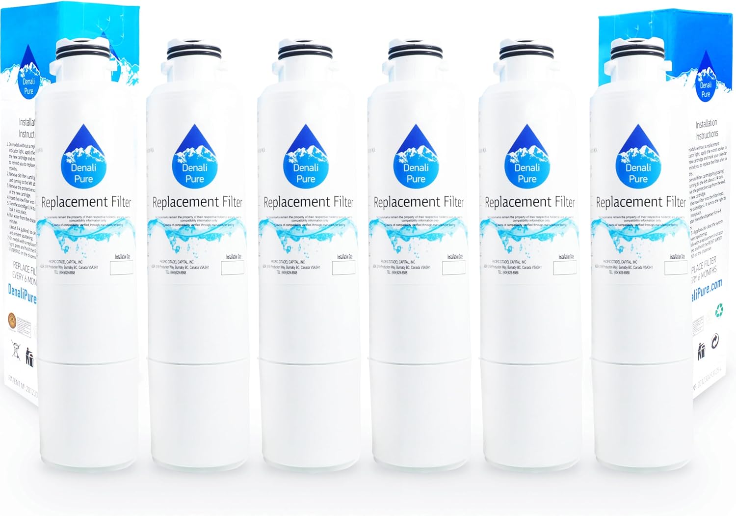 6-Pack Replacement for Samsung RF28HFEDBSR/AA-0001 Refrigerator Water Filter - Compatible with Samsung DA29-00020B, DA29-00020A, HAF-CIN Fridge Water Filter Cartridge
