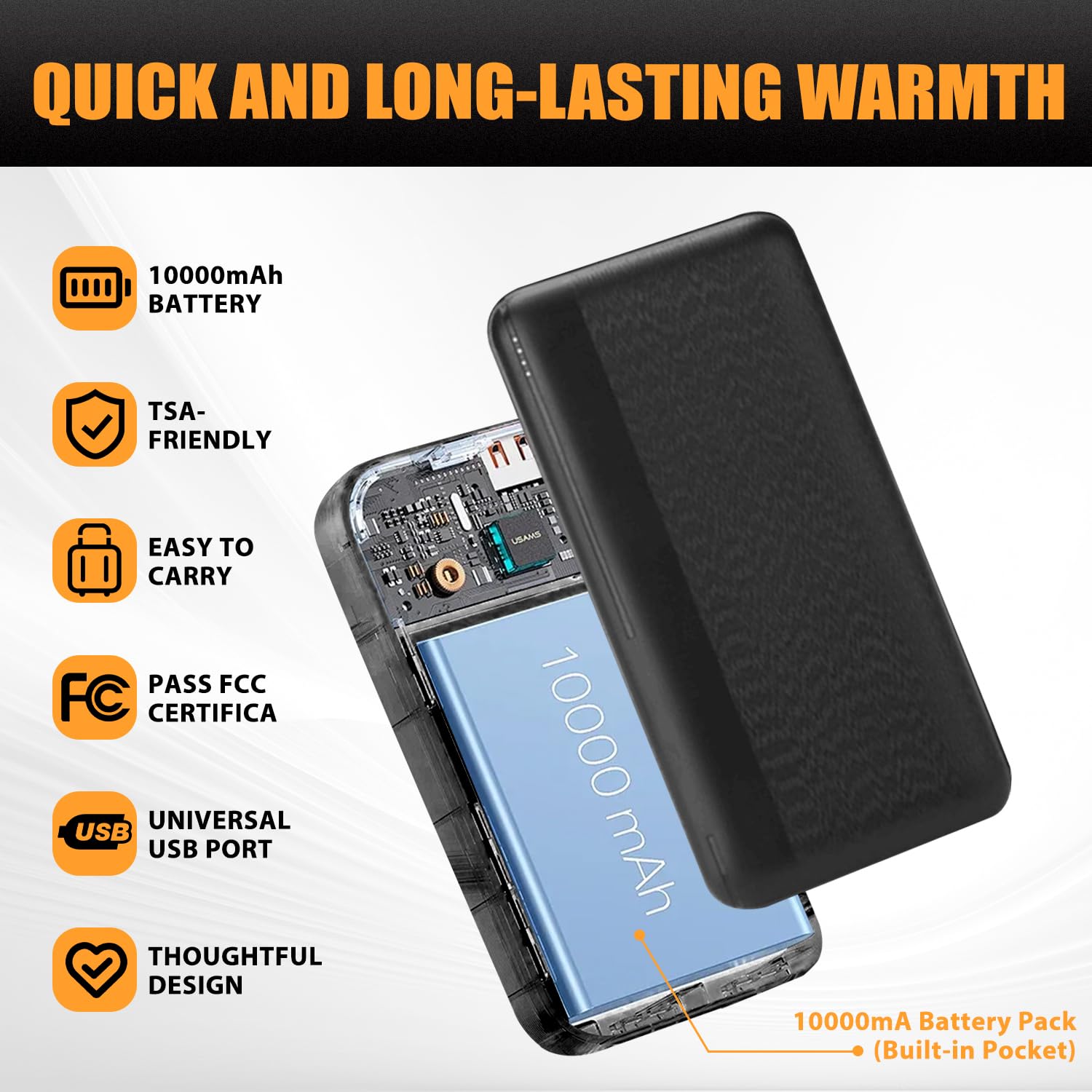 Tiazhan Chaleco Calefactable, Beheizbare Weste con Powerbank/9 Zonas, Chaqueta Calefactable Ligera y Recargable, Chaqueta Calefactable Iteligente, para Hombre/Mujer