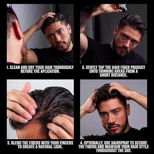 Miniatura 6 de Viking Revolution Fibras de cabello castaño oscuro para cabello adelgazante para hombres, fibra gruesa para cubrir puntos calvos, fibras de