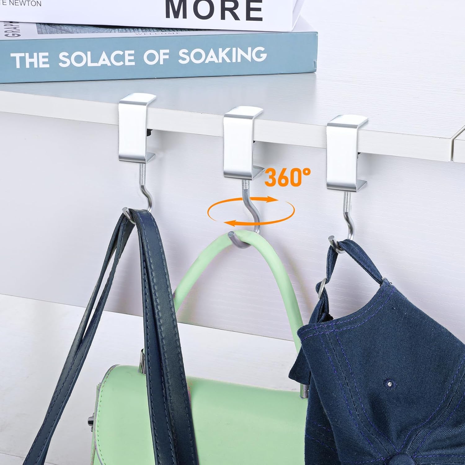 24個 調節可能なテーブルフック デスクマウント クランプオンバッグホルダー 高耐久 メタル ポータブル バックパックハンガー 散ら