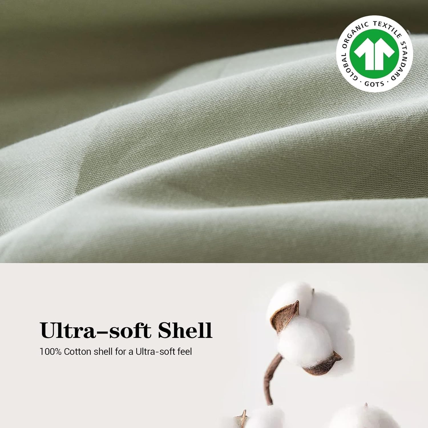 Simple&Opulence Kids 100% Organic Cotton Full Duvet Cover Ruffle 3Pcs(1 Comforter Cover 2 Pillowcases) Cute Lace Vintage Boho Shabby Chic Farmhouse Bedding Set Teen Girls(Sage Green, Full)