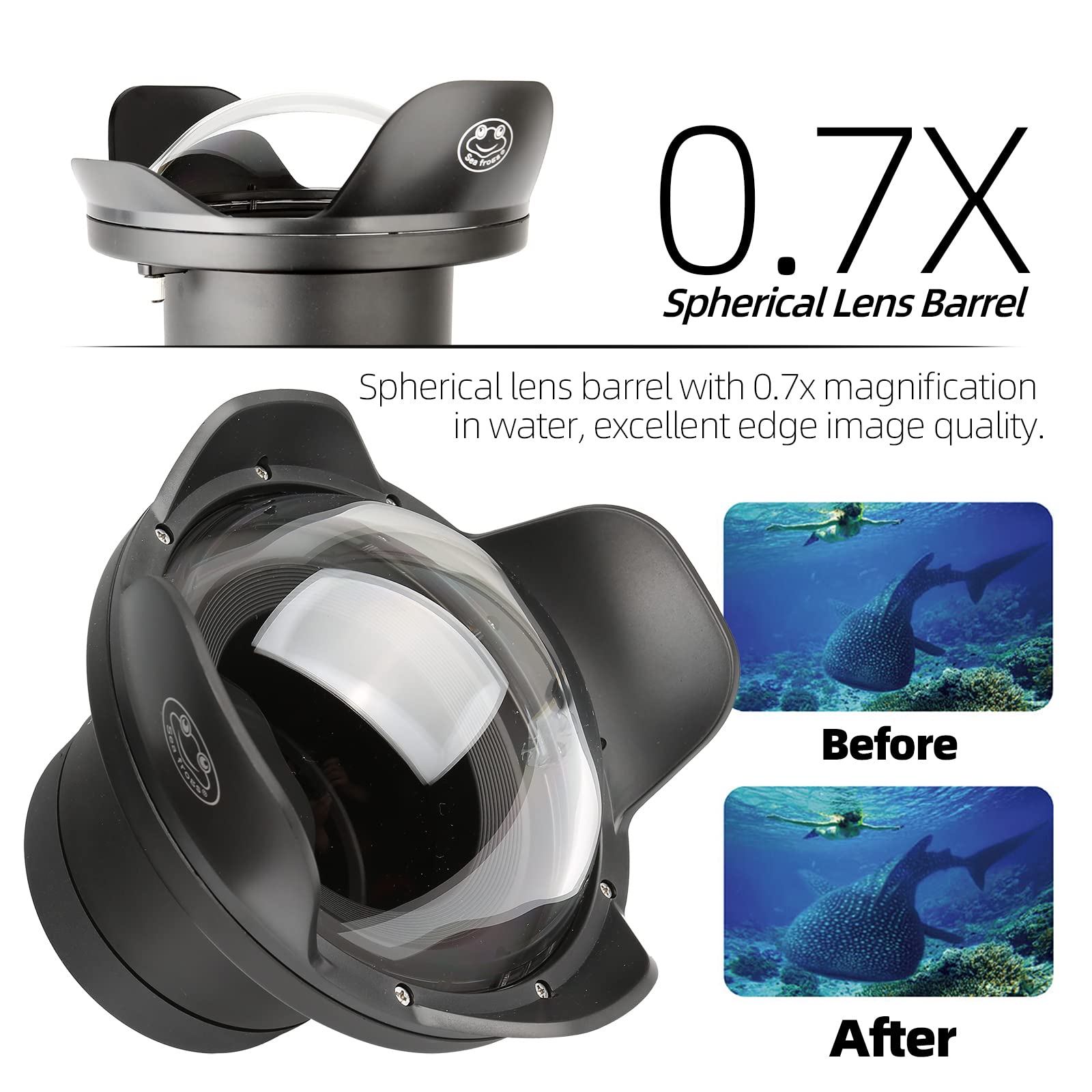 Amazon | Seafrogs 広角ドームポート 40m/130フィート 交換可能な魚眼