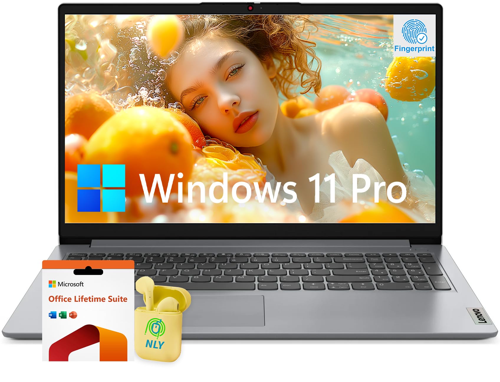 Lenovo Ideapad 15.6” FHD Business Laptop, 40GB RAM 2TB SSD, Intel Hexa Core i3 Processor, Windows 11 Pro with Lifetime Office License Suite, Fingerprint Reader, NLY Earphones, Cloud Gray
