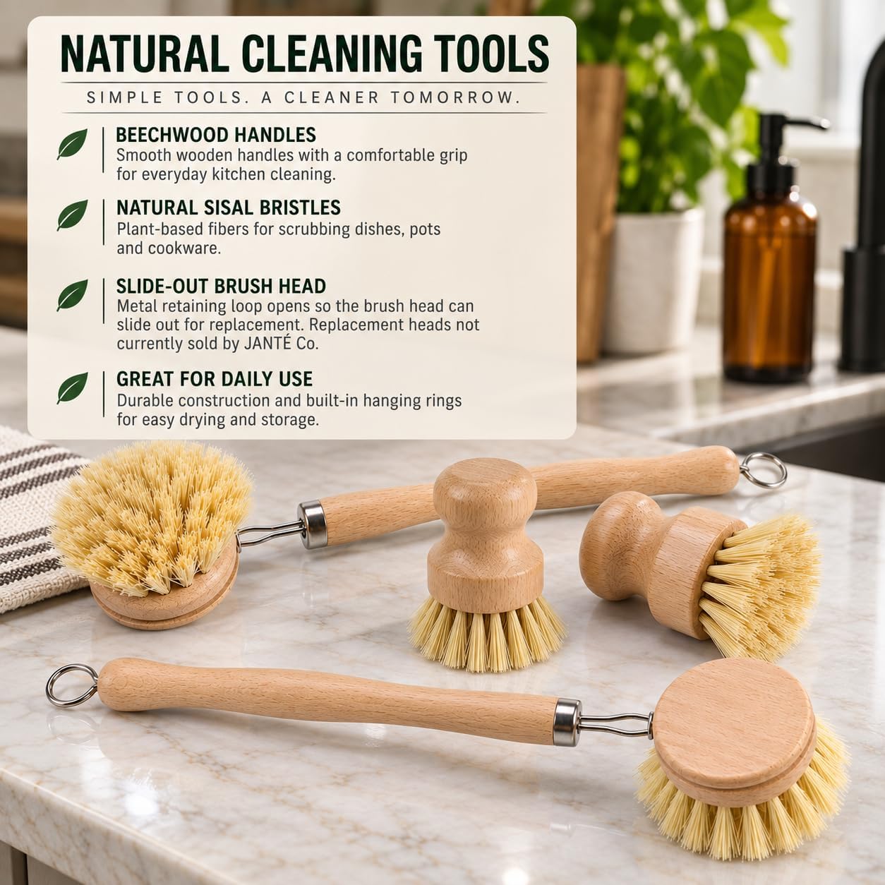 Janté Co. Plant-Based Dish Cleaning Set – Kitchen Scrubbers & Essentials