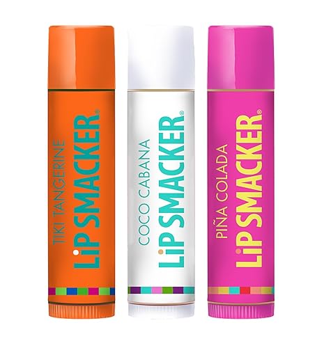 Miniatura 2 de Lip Smacker s - Bálsamo labial saborizado, fiebre tropical, tiki mandarina, coco, cabaña, piña colada, juego de 3, transparente, para niños,