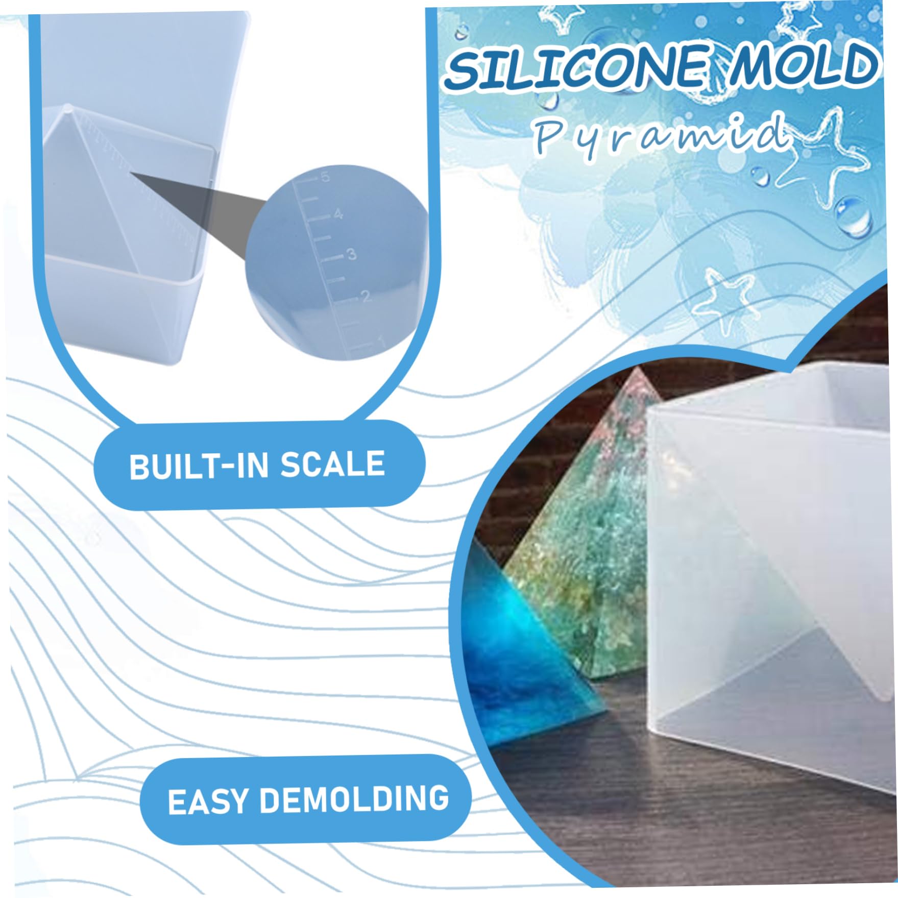 Moule Silicone Pyramide Géant Pour Résine époxy - Pour Bijoux, Déco, Plâtre, Savon - Antiadhésif Réutilisable