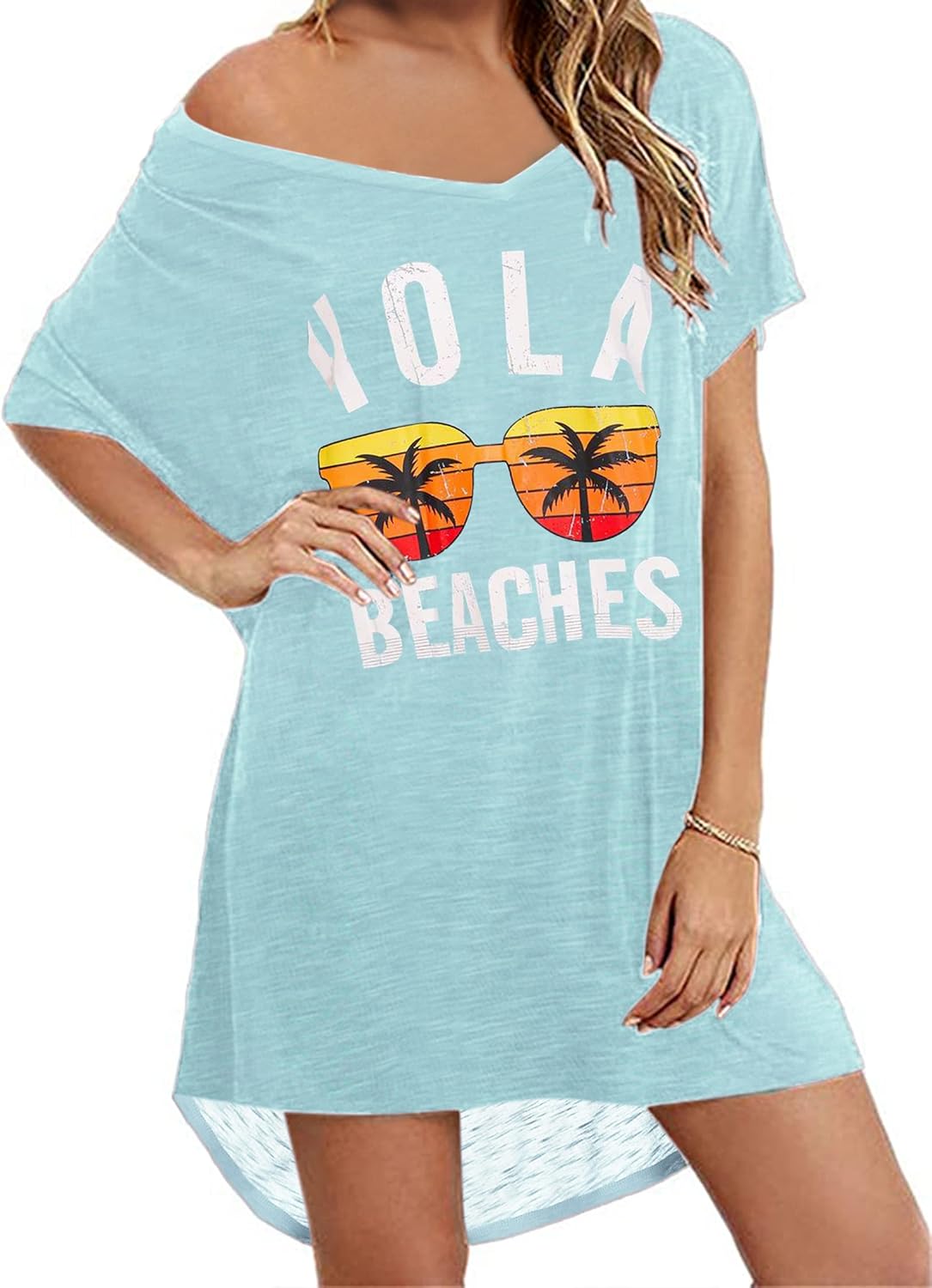 AI'MAGE Swim Cover Up Bikini Cover Up Women's Beach Dress T Shirt