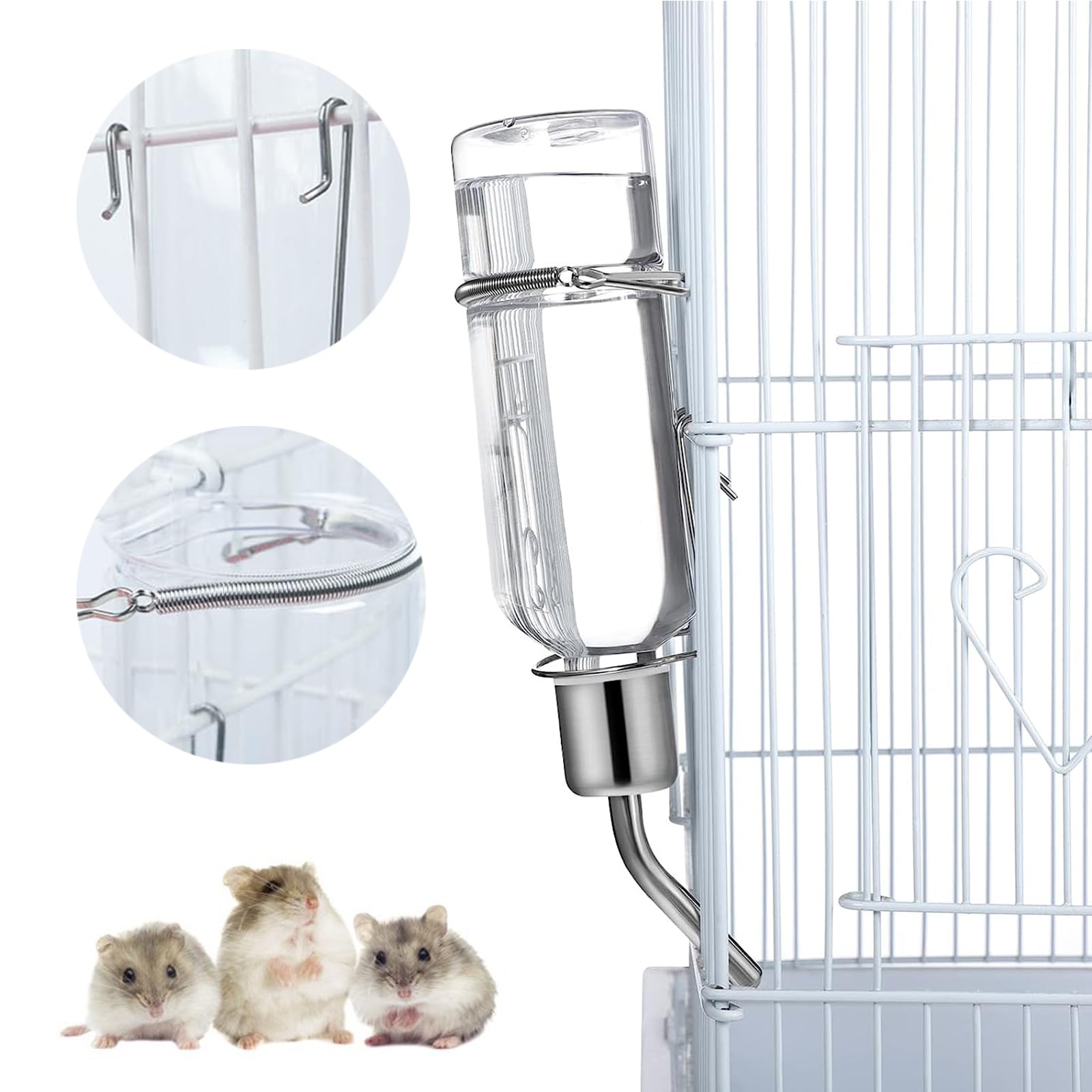 Beverino Automatico Per Conigli E Criceti - Bottiglia Da 350ml Con Beccuccio In Acciaio - Foto 4