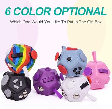 UOOE Fidget Toy Cube Mini 12 Sides Fidget Cube Fidget Desk Toy Relieves Stress and Anxiety Depression for Kids and Adults ADD, ADHD, OCD Autism White
