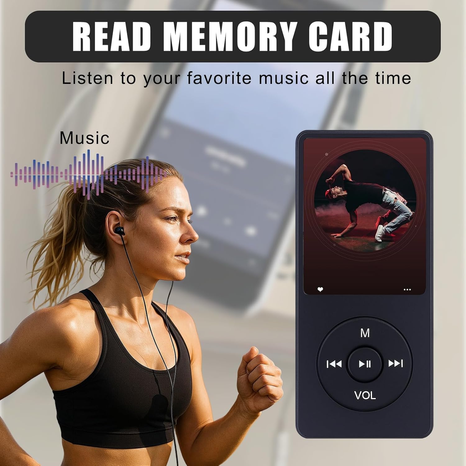 32GB MP3 Lecteur de Musique HiFi Portable sans Perte avec Bleu, with 1.8 inch LCD Screen and Memory Card Slot,Max Support 32GB Memory Card,Appareil Multifonctionnel pour Sport et Enfants