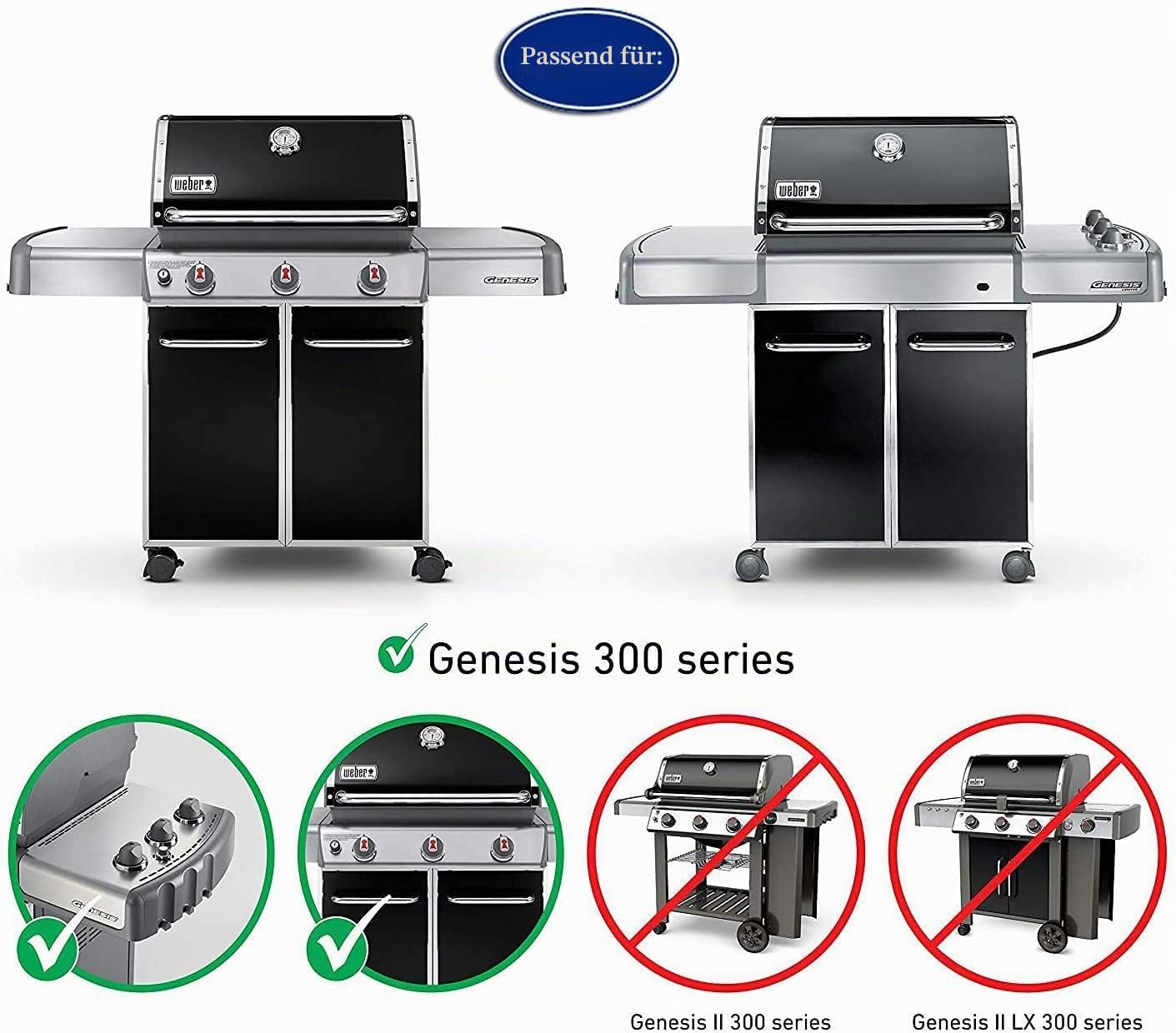 7528 49.5 cm Edelstahl Grillroste Grillrost für Weber Genesis E-310/ E-320/ E-330, Genesis S-310/ S-320/ S-330, Genesis EP-310/ EP-320/ EP-330 Gasgrill, Ersatz für Weber 7528/7524