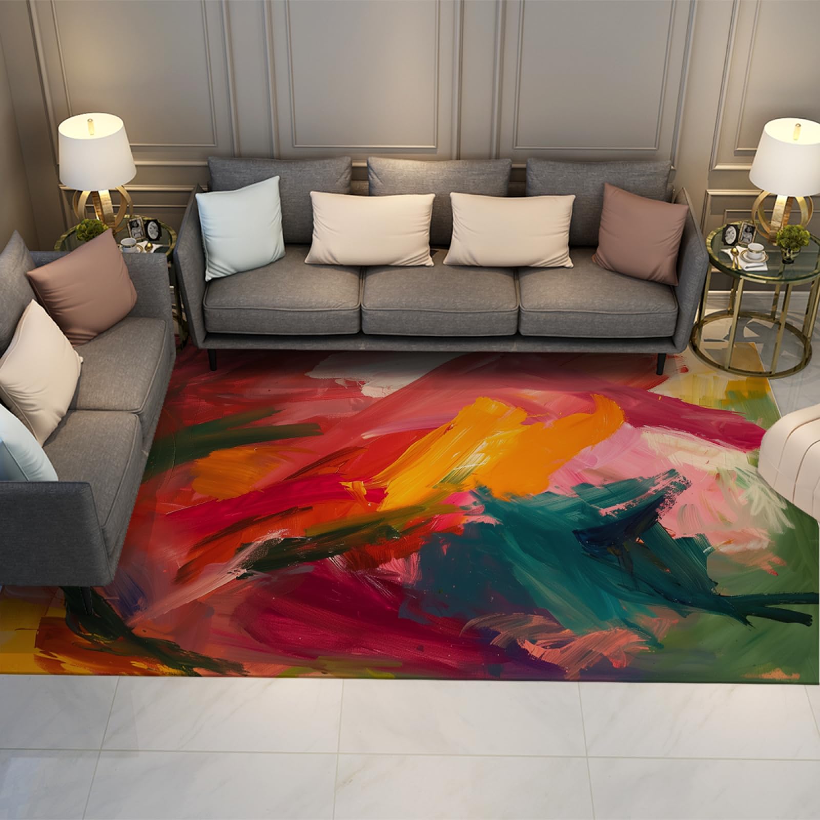 Tapis de sol antidérapant et lavable grand format 120x210 pour un intérieur moderne