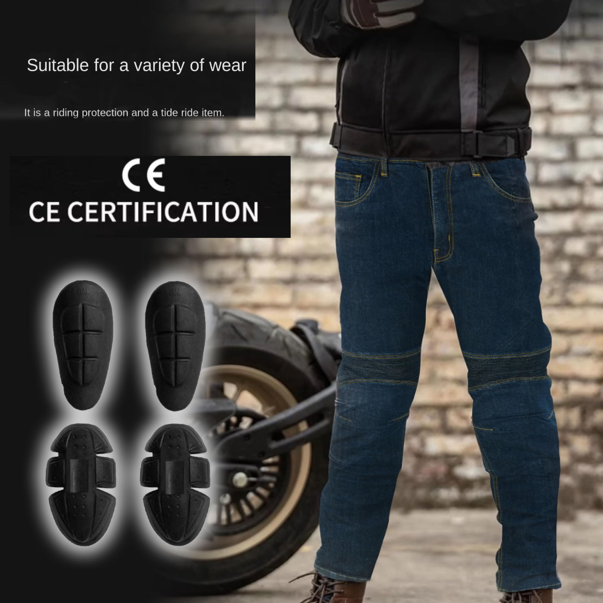 Pantalones Vaqueros de Moto para Hombre con protección de Armadura de Fibra de aramida, aprobados por la CE EN 17092-3:2020