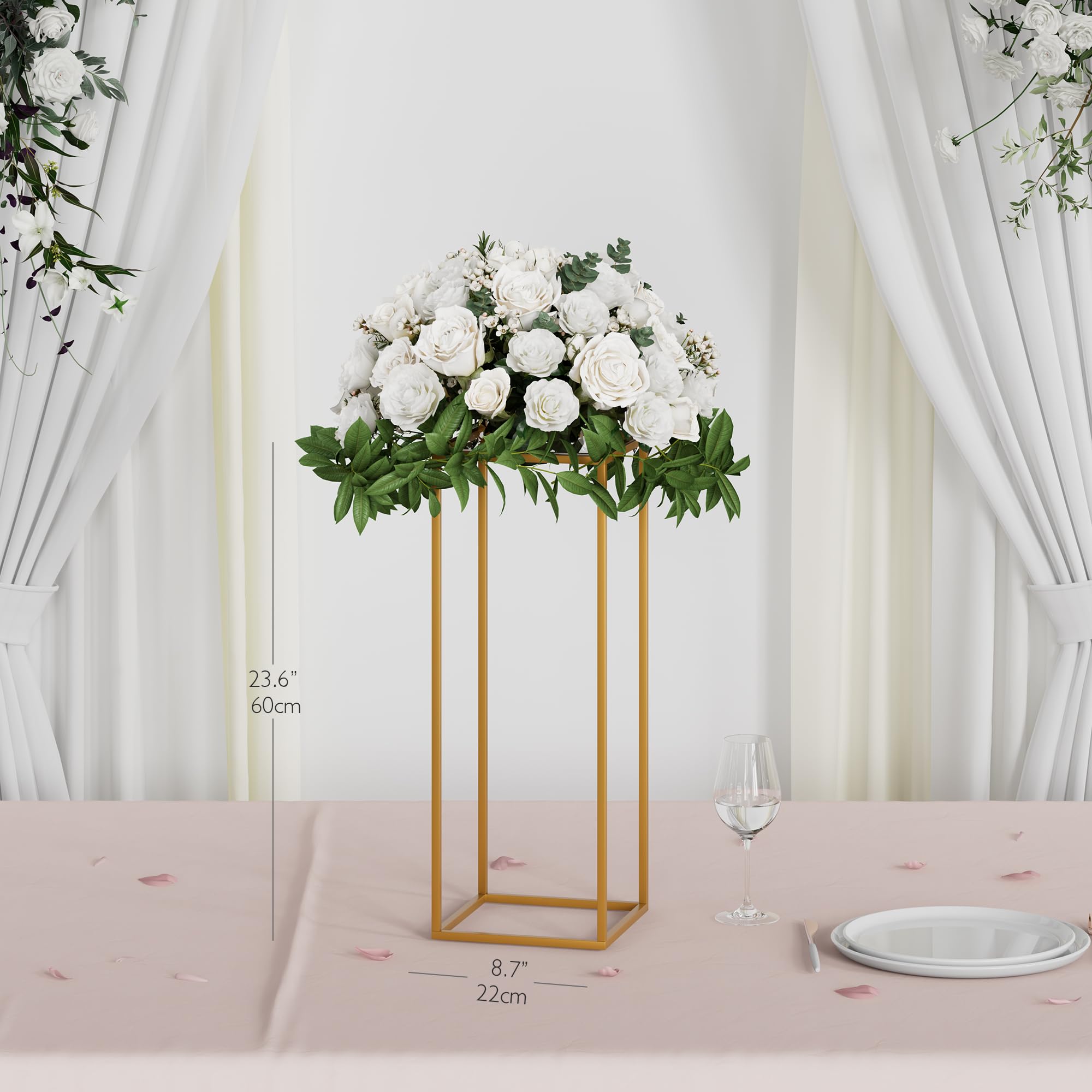 Hochzeitsdeko Tafelaufsatz 2er Set Blumenstnder 60 Cm Gold  Elegante  Metall Tafelaufstze Fr Hochzeit, Party Und Dekoration
