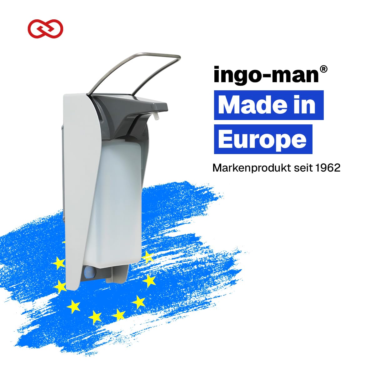 Original Eurospender ingo-man® go mit Bedienhebel, 500 ml, Seifenspender und Desinfektionsmittelspender für Wandbefestigung aus hochwertigem Aluminium Made in Europe [NEUES Modell 2026]