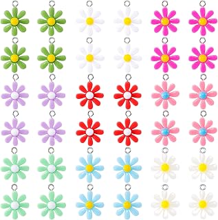 OIIKI 36PCS Resin Flower Charm Pendants for Jewelry Making, Women Flowers Pendants, Acrylic Cute DIY Jewelry Supplies for Necklace, Bracelets, Earrings for Christmas, Parties