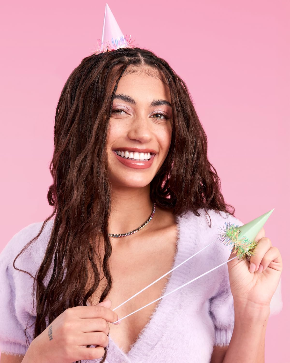 xo, Fetti Iridescent Foil Mini Party Hats, 10 pcs. | Cute Birthday Decorations, Bachelorette Hair Accessory, Kids Bday Outfit, Fun Dinner Celebration Decor - Image 5