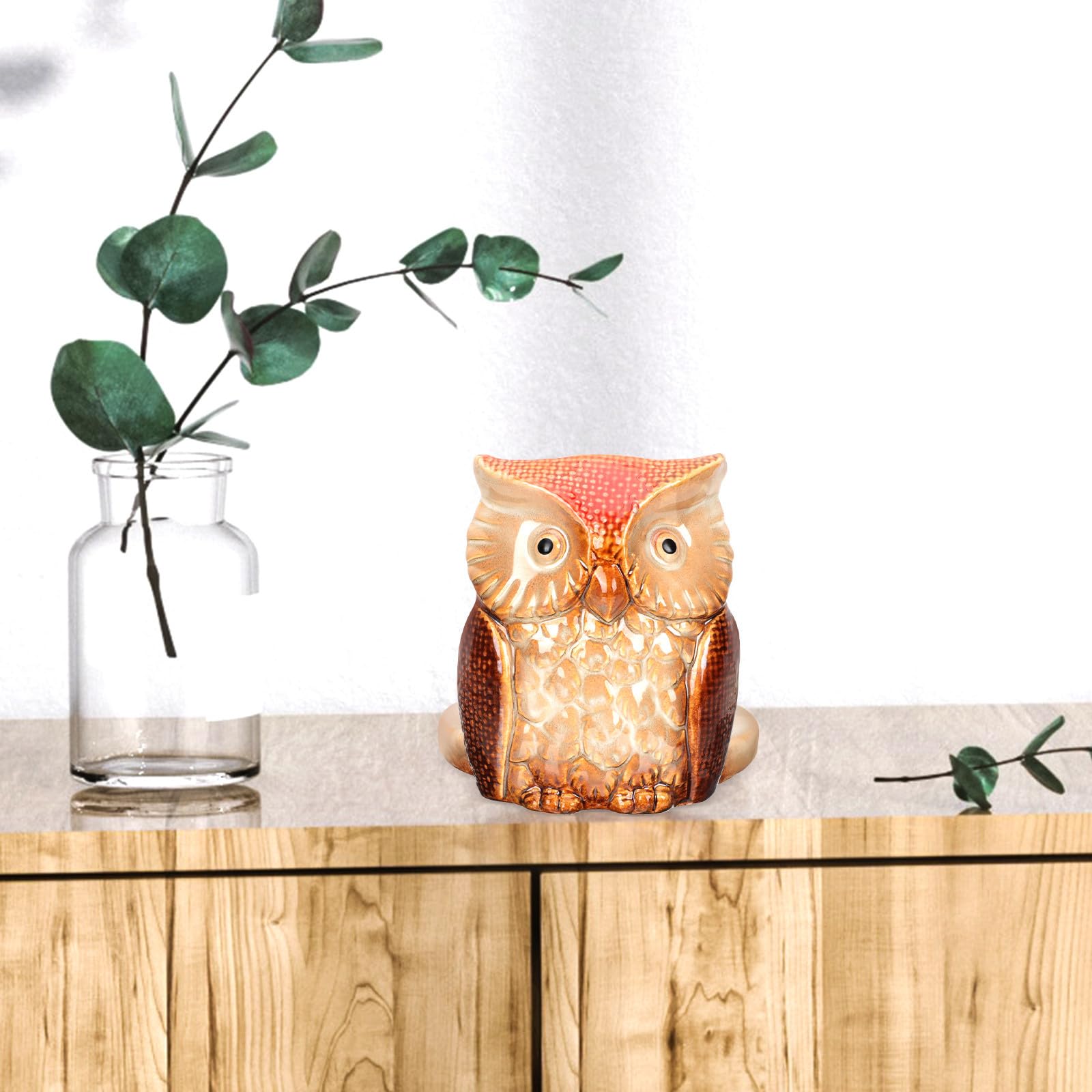 Portarotolo Carta Gufo in Ceramica Rosso, Design Creativo | Piantana Semplice, Forma a Gufo, Pratico Supporto Verticale, Anti-ribaltamento