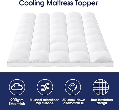 Miniatura 2 de Ihanherry Cubrecolchón Queen para aliviar la presión, almohada gruesa de 31.75 ozm, funda de colchón de felpa refrescante de 400 hilos, protector