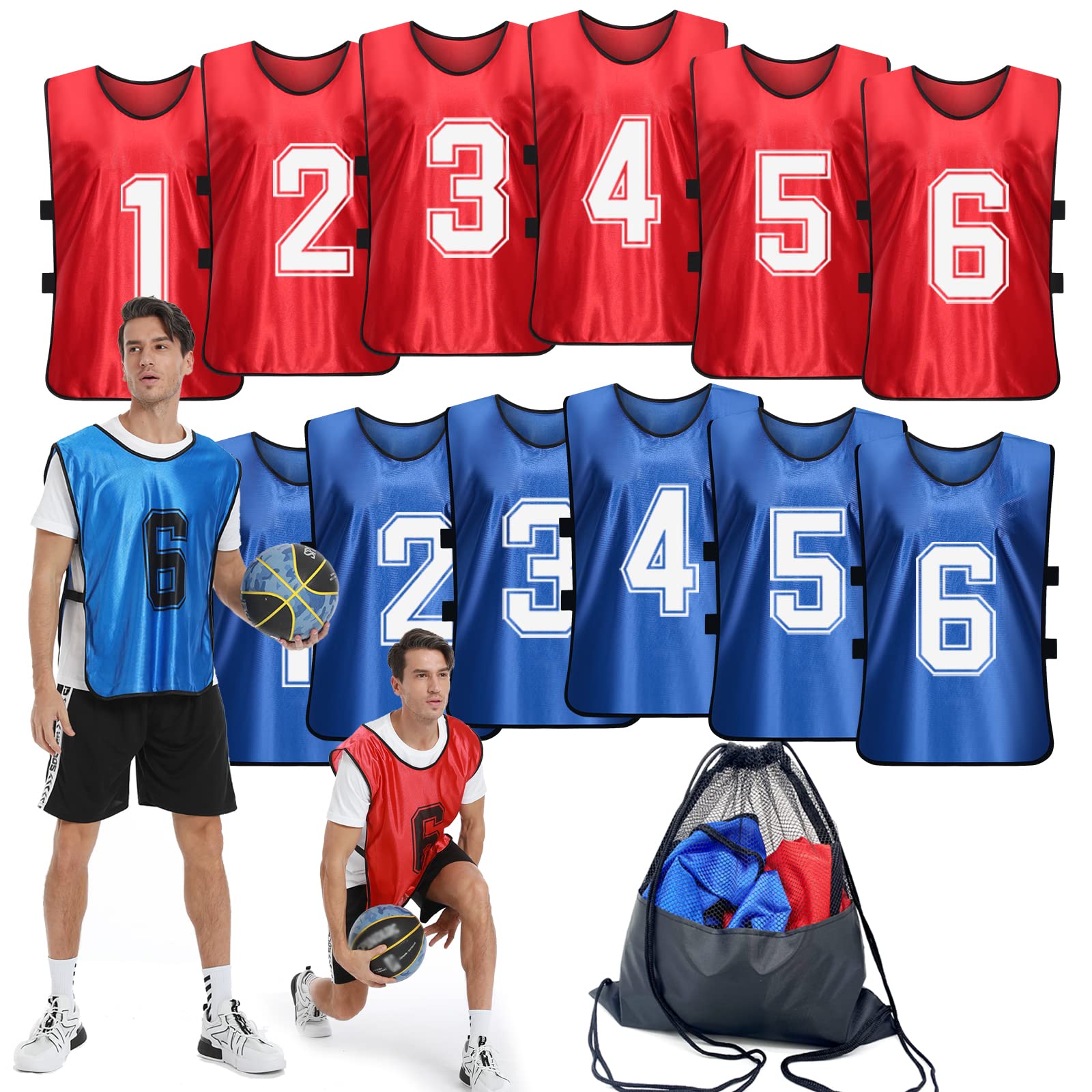 Sports Pinnies, chaleco de práctica numerado para fútbol y baloncesto, juego de 12 unidades